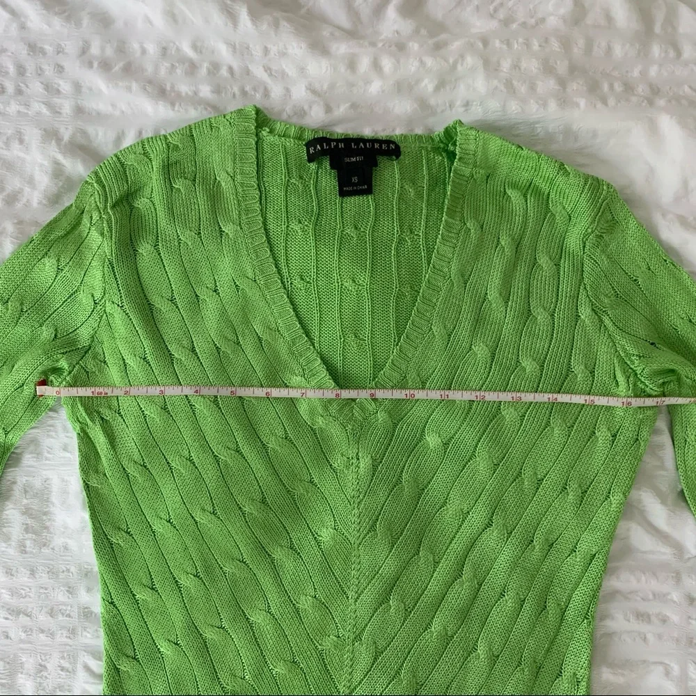 Ralph Lauren 100% Silk Sweater Lime Green - Picture 9 of 9